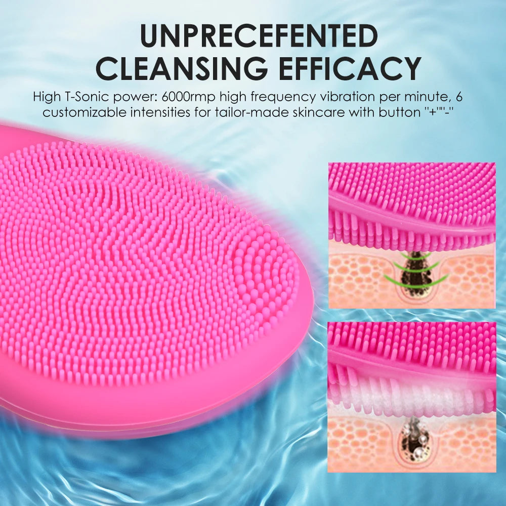 Mini Electric Facial Cleansing Brush – Ultrasonic Silicone Face Cleaner & Skin Massager